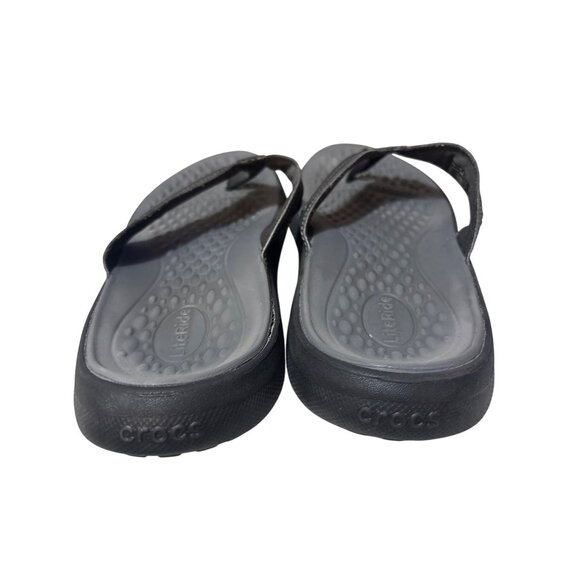Crocs Mens Medium Flip Flops M11 Black Casual Sandals - Picture 4 of 6